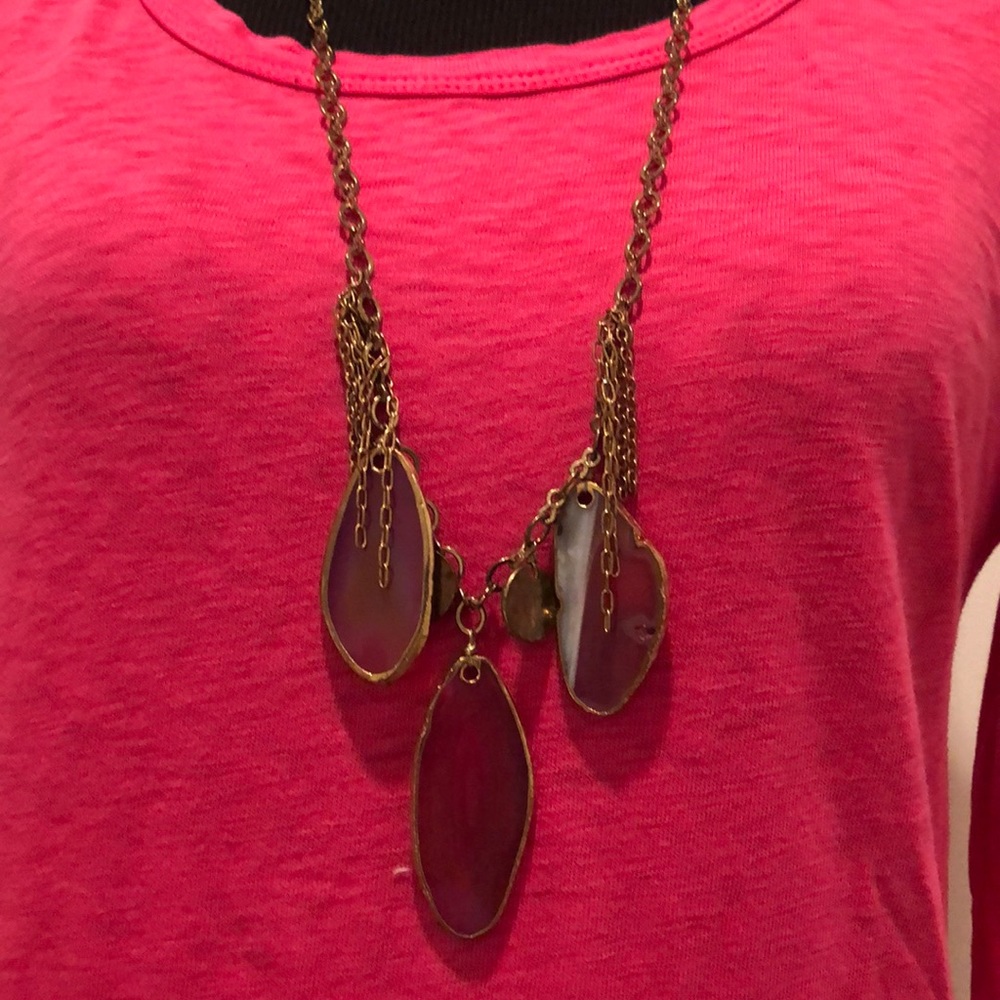 Pink Geode Statement Necklace from Anthropologie